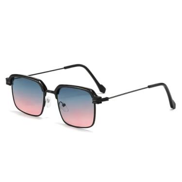 Imagem de HPIRME Óculos retangulares da moda com armação de metal, feminino e masculino, degradê (7)