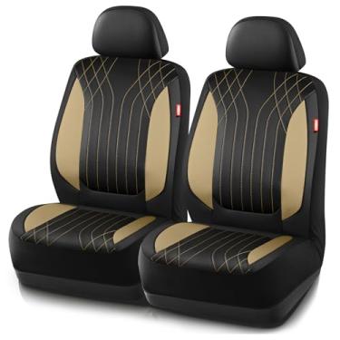 Imagem de Rubbermaid Capas de assento de carro, capas de assento de couro com design acolchoado, capas de assento de carro esportivas à prova d'água, compatível com airbag, ajuste universal para a maioria dos