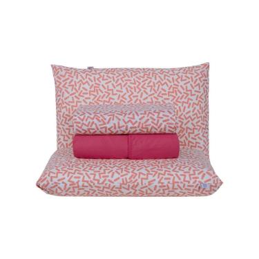 Imagem de Jogo De Lençol 4 Peças Queen Percal 180 Fios Homme 60% Algodão 40% Poliéster - Gummy Pink