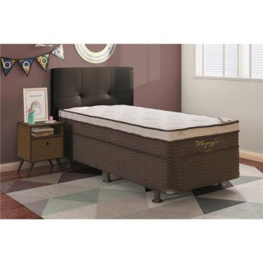 Imagem de Cama Box Solteiro Ortobom Magnyfic com Ortopillow e Molas Ensacadas 78x88x188 cm - Marrom/Bege