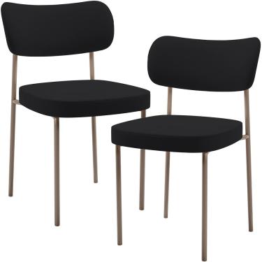 Imagem de Kit 02 Cadeiras Para Sala De Jantar Melina Base Arena L02 Suede Preto - Lyam Decor