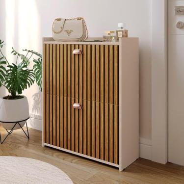 Imagem de Genérico, Sapateira Vertical 12 Pares Calçados Multiuso 2 Portas Basculantes Hall de Entrada Quarto Closet - Fdi/Ripado