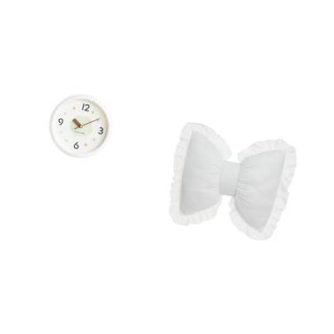 Imagem de Fenteer Relógio de Parede Moderno E Silencioso com Números Grandes E Almofada de Laço Fofa para Decoração Confortável de Sala de Estudo E Escritório em Casa E
