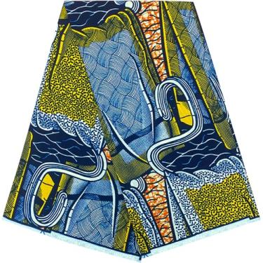 Imagem de HongyuAmy Tecidos de impressão africana 100% algodão tecido de cera Ankara 6 jardas para vestido (A22)