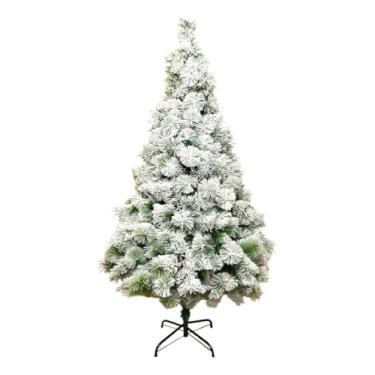 Imagem de Árvore de Natal Pinheiro Nevada, 2,10m de Altura, 500 Galhos, Verde e Branco, Base Metálica
