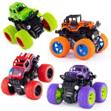 Imagem de Carro de inércia Toy Monster Trucks para crianças pequenas com 4 carro
