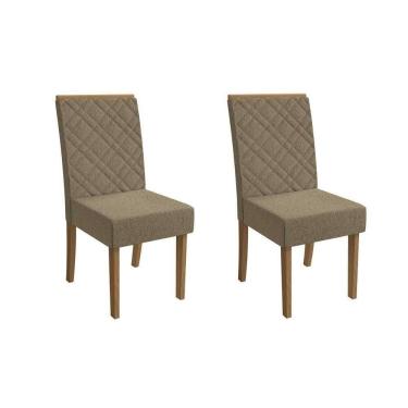 Imagem de Kit 2 Cadeiras De Cozinha Gardênia 2cad149 Madeirado 2 Un Canela-boucle Bege Fendi - Kappesberg