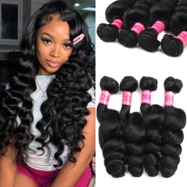 Imagem de Extensões de cabelo Malily Loose Wave 12A Brazilian 4 Bundles - Mslily