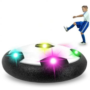 Imagem de Hover Ball Bola de Futebol Flutuante com Luzes LED, Brinquedo Interativo para Crianças, Preto com Luzes Coloridas, para Uso em Ambientes Internos