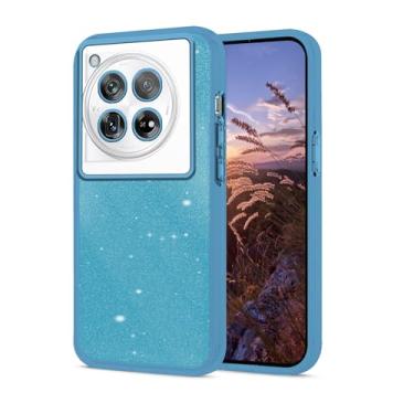 Imagem de Anlalish Compatível com OnePlus 12R Capa de telefone com glitter OnePlus 12R revestimento de silicone Fundas acessórios de proteção para câmera à prova de choque (azul)