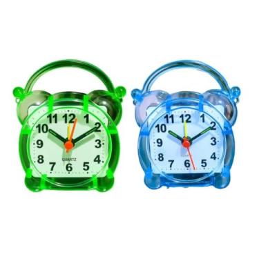 Imagem de Relógio de Mesa Despertador Analógico Quartz Alarme de Cabeceira Despertador de Mesa para Quarto e Escritório | Relógio com Alarme Ajustável e Design Moderno (Kit 2 relógios C)