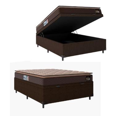 Imagem de Cama Box Baú Casal Colchão Espuma D33 Pillow Millenium 138x188x60cm Marrom Suporta Até 120kg Marrom