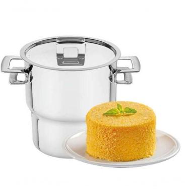 Imagem de Cuscuzeira Tramontina Brava Em Aço Inox Com Alças E Tampa 14 Cm 2,1 L