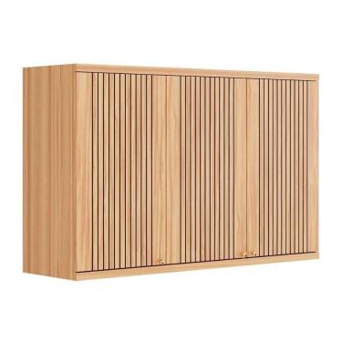 Imagem de Armário Aéreo Cozinha Modulado Sauvignon Com 3 Portas Frisada 120cm Amendoa - Ronipa