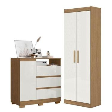 Imagem de Cômoda Sapateira 2014143 E Armário Multiuso 2000191 Atacama Off White - Aramóveis