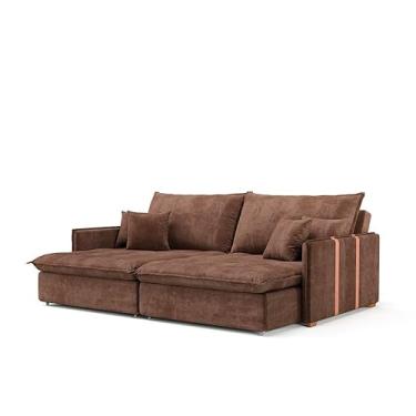 Imagem de Sofá Retrátil Sem Caixa 3 lugares Solomons Velosuede Marrom 214 cm