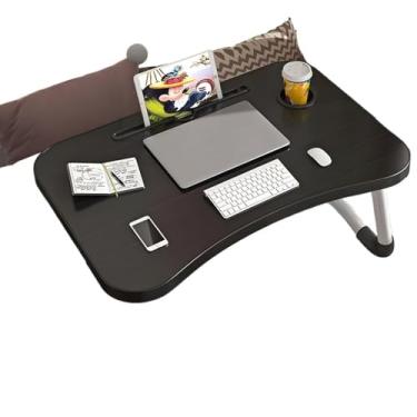 Imagem de Portátil Dobrável Articulada em Suporte para Laptop Cama Estudo Porta Tablet Mesa Para Notebook(Preto + Gaveta)