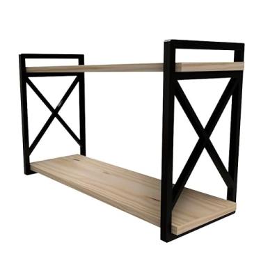 Imagem de Prateleira de Madeira Estilo Industrial com Suporte Resistente para Decoração e Organização – Prateleira de Parede Durável (20 X 70CM)