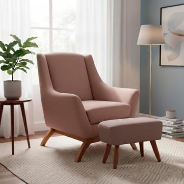 Imagem de Poltrona Dekorien Juliet Premium Linho com Puff (Linho Avelã)