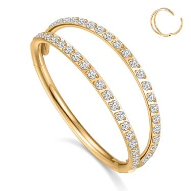 Imagem de GAGABODY Anel de lábio calibre 20, anel de septo, calibre 20, ouro, 20G, tragus, torre, Daith, brincos duplos abertos CZ G23 titânio piercing de nariz joias septo clicker 9 mm argola de nariz ouro