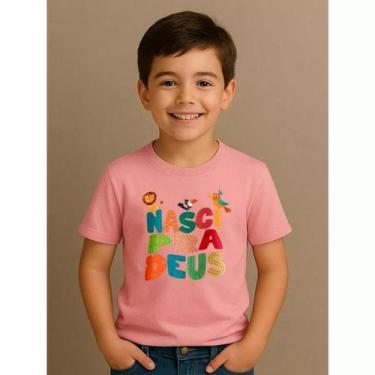 Imagem de Camisa Infantil Camiseta Alegre Feliz Gospel Cristã Eu Nasci pra Deus 