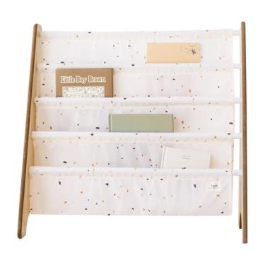 Imagem de 3 Sprouts Recycled Fabric Kids Book Rack Storage Bookshelf Organizer in Cream Terrazzo for Ages 3+