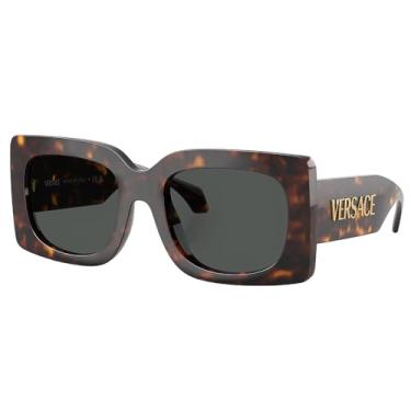Imagem de Versace VE 4496U 108/87 Havana Óculos de sol quadrados de plástico lente cinza