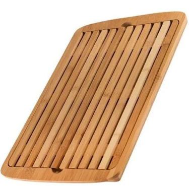 Imagem de Tábua Migalheira Com Bandeja Bambu Cortar Pão Papa Migalhãs
