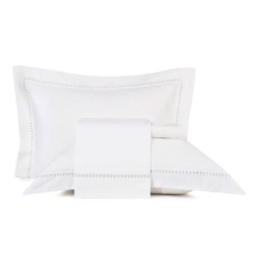 Imagem de Jogo de Cama Queen Altenburg Bordados em Cetim 300 Fios Cerclê Cinza