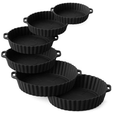 Imagem de Kit 6 Formas de Silicone Antiaderente e Reutilizáveis Para Air Fryer, Resistentes até 220 °C e Fáceis de Limpar, Air Fryer, micro-ondas ou forno