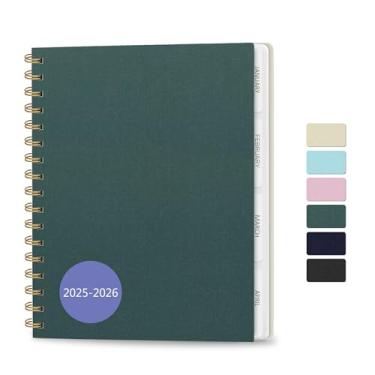 Imagem de Agenda 2025-2026, agenda semanal e mensal, capa de linho, agenda de 18 meses (janeiro de 2025 a junho de 2026), 24 x 21 cm, agenda de calendário com abas mensais, bolso interno, laço para caneta,
