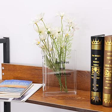 Imagem de Vaso de livros para flores, vaso de flores transparentes, exclusivo em forma de livro, estante, mesa, decorativo, acrílico, para decoração de casa, quarto, escritório