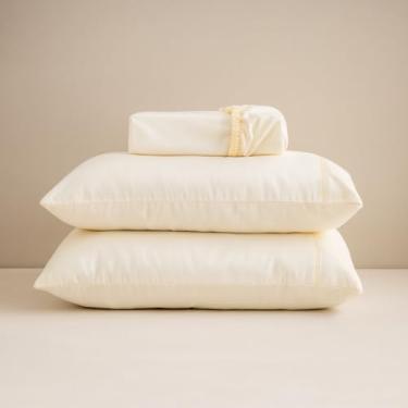 Imagem de Jogo de lençol 400 fios com fronha liso toque macio com elástico diversos tamanhos solteiro, casal, queen, king size (Solteiro, Palha)