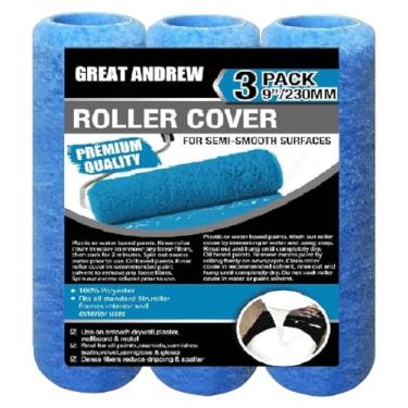 Imagem de Great Andrew Pacote com 3 capas de rolo de pintura de 23 cm de soneca, fibras densas, kit de rolo de pintura grande para pintura texturizada, superfícies ásperas, lisas, paredes, pisos, casa
