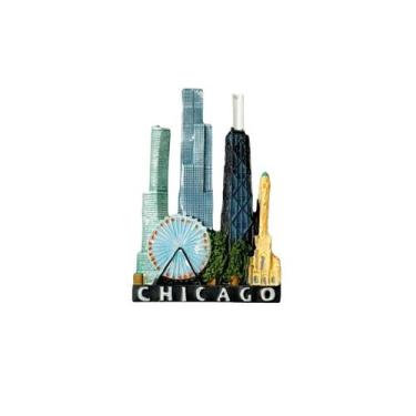 Imagem de Ímã de geladeira Chicago Landmark 3D Resin 5.3x8cm 50g - yiweisai