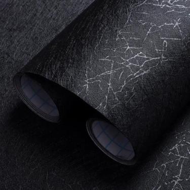 Imagem de Papel de parede Safiyya Black Silk texturizado 44cm x 1500cm Peel Stic