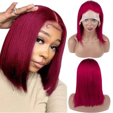 Imagem de Peruca CISWER Burgundy Bob 35cm Cabelo humano 180 de densidade para mu