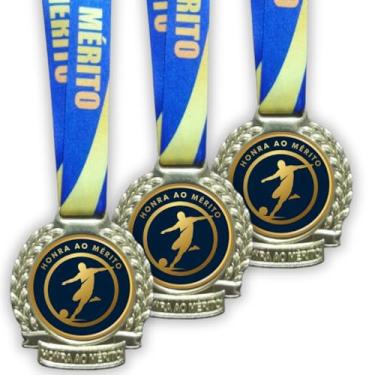 Imagem de 5 Medalhas Para Futebol Premiação Esportes 60mm Com Cordão Honra ao mérito Campeão
