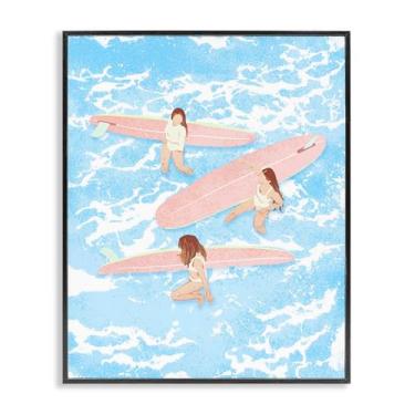 Imagem de Stupell Industries Surfing Girls Trio Gray Framed Giclee Art, design por Ziwei Li, 14 x 11