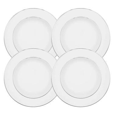 Imagem de Jogo De Pratos Raso Jantar 28Cm 4 Peças Borda Prata Diamond