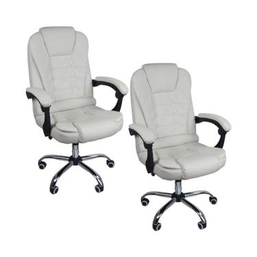 Imagem de Kit 2 Cadeiras De Escritório Presidente Reclinável Branco