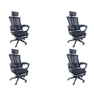 Imagem de Kit 4 Cadeiras de Escritório Presidente Executiva Oficial Paris Preto
