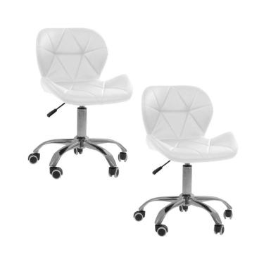Imagem de Kit 2 Cadeiras Office Eiffel Slim Com Base Giratória E Ajustável Branco