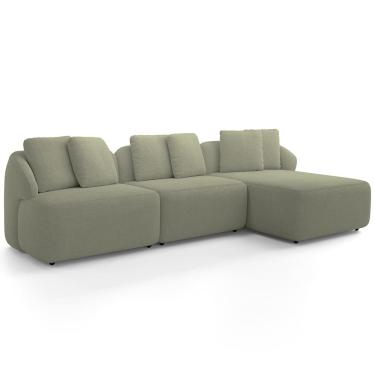Imagem de Sofá 4 Lugares com Chaise Direito Sala Living 294cm Arlo F04 Bouclê Oliva - Lyam Decor