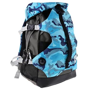 Imagem de Luzhengyang Mochila de skate com vários compartimentos - material de lona - almofada traseira de tecido respirável - tiras refletivas - armazenamento conveniente de patins de gelo e patins em linha