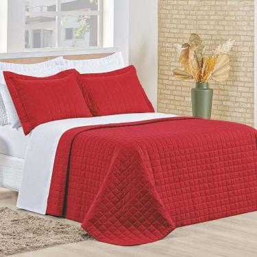 Imagem de Cobre Leito Casal Padrão Montreal Algodão 150 Fios 3 Peças - Vermelho