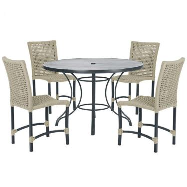 Imagem de Mesa Ascoli Com 4 Cadeiras Cannes De Alumínio Trama Rami