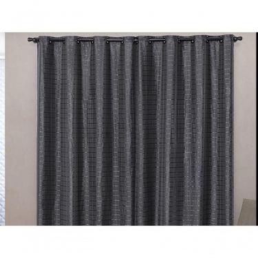 Imagem de Cortina Blackout Pvc Com Tecido Voil Xadrez 2,80 M X 2,30 M - Preto