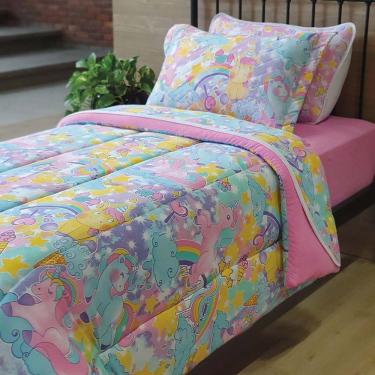 Imagem de Edredom Mymo Solteiro Dupla Face Malha Unicórnio - 100% Algodão