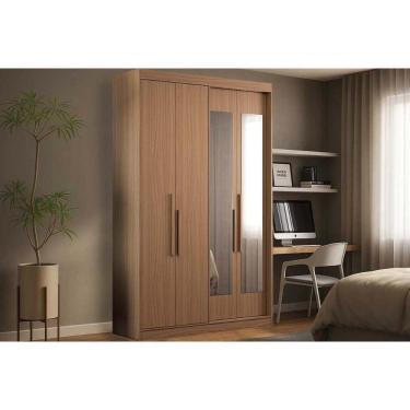 Imagem de Guarda Roupa Solteiro 4 Portas (2 C/ Espelho) E 2 Gavetas Ph 1805 Cedro - Herval
